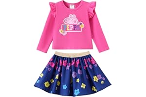 Peppa Pig Girls Skirt Sets Long Sleeves Top Shirt and Skirt Fall Outfits Cute Clothing Sets for Birthday Party Toddler Girl