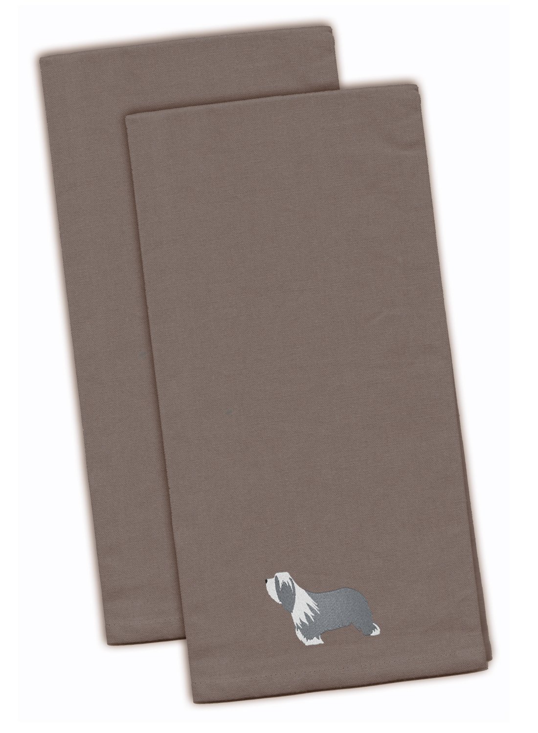 Caroline's Treasures BB3417GYTWE Bearded Collie Gray Embroidered Kitchen Towel Set of 2, Fabric, Multicolored