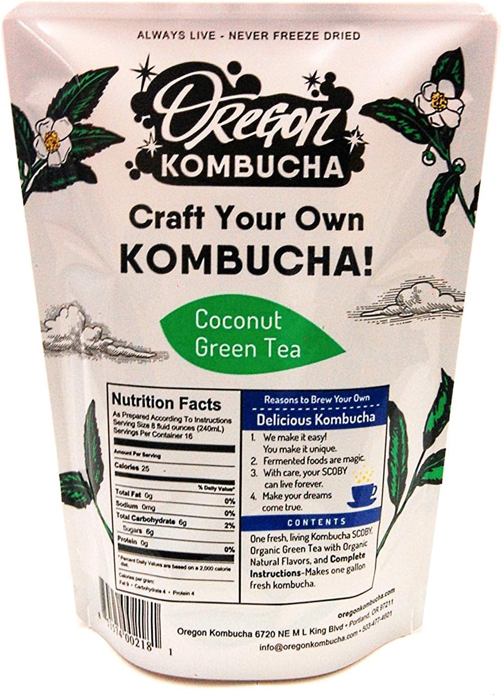 OREGON KOMBUCHA Basic Coconut Green Tea Starter Kit, 1 EA