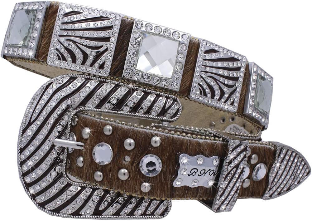 886 EXOTIC COWHIDE WESTERN WOMENS BELTS Cowgirl Bling Belts Rodeo Belts