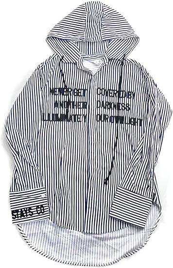 Amazon Co Jp Transittrade フード付き 長袖 シャツ ストライプ メンズシャツ 防弾少年団 ジミン着用 Jimin カジュアルシャツ 応援 コンサート ストライプ柄 長袖 春服 秋服 韓国ファッション メンズファッション M 服 ファッション小物