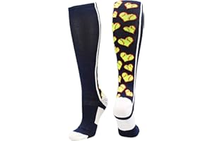 MadSportsStuff Softball Socks with Love Softball Hearts for Girls or Women Youth and Adult Over the Calf Gift Accessories