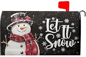 ANYAKO Snowflakes Mailbox Covers Magnetic Standard Size 18" X 21",Winter Cute Snowman Black Mailbox Wraps Post Letter Christmas Box Cover for Holiday Garden Yard Decor