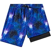 Todbiccz Boys Swim Trunks with Compression Liner 1-3 Pack, Bathing Suit, UPF 50+, Beach Shorts for 5-16 Years