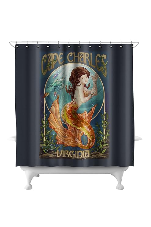 Cape Charles Virginia Mermaid 71x74 Polyester Shower Curtain