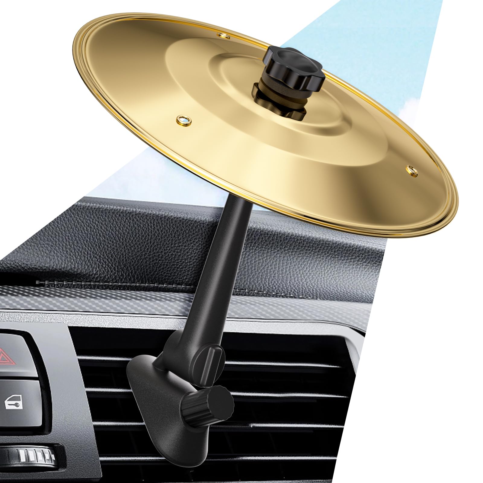 Photo 1 of Car Cymbal Air Vent, Mini Drum Cymbal for Car Vent Decoration, Funny Car Symbol Drum Air Vent Ornament, Small Crash Cymbal Accessory Suitable for All Vehicles (Gold)