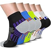 5 Pairs Copper Compression Socks for Women & Men - Ankle Plantar Fasciitis Arch Support Running Socks for Athletic