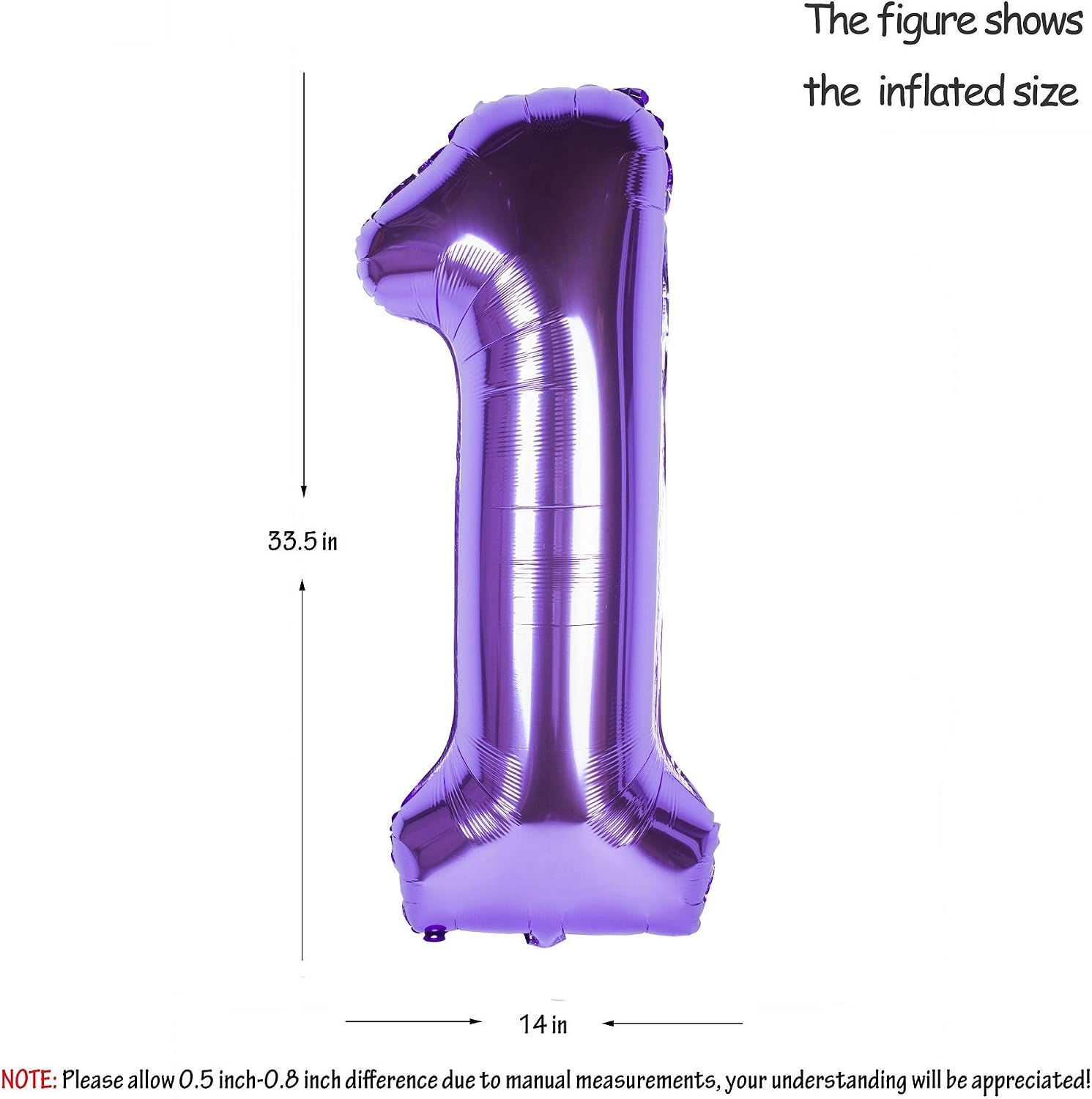 Purple 1 Balloons 40 Inch Purple Large Numbers 0 to 9 Birthday Wedding Anniversary Party Festival Decorations Giant Helium Foil Mylar Big Number Balloons Digital (Number Balloon 1) - Image 3