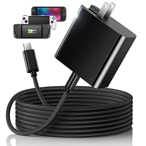 65W Fast Charger for Steam Deck, Nintendo Switch ROG Ally  Foldable AC Adapter with USB C Cable, Switch Charger Support TV  Dock, PS
