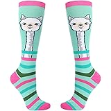 ZMART Women Girl Funny Animal Knee High Socks Llama Chicken Unicorn Bee Socks, Gift Animal Lover