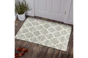 Lahome Moroccan Kitchen Rug - 2’x3’ Washable Entryway Accent Distressed Non-Slip Throw Area Rugs Carpet Floor for Door Mat Bedroom Living Room Bath Laundry Decor (Gray)