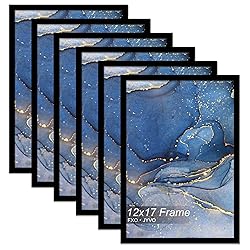Fxojyvo 12x17 Picture Frame Set of 6, Black Frame