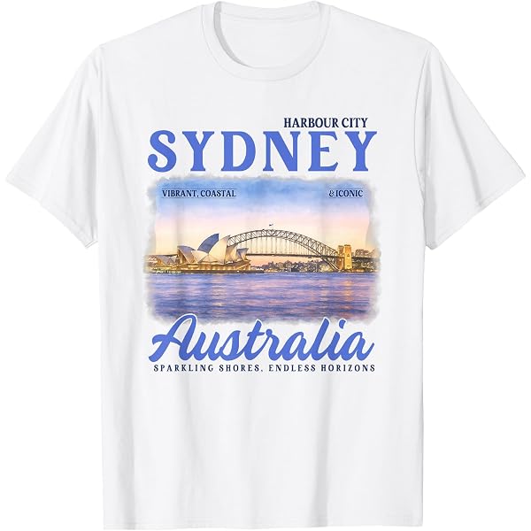 T-shirt Col V Fruit Of The Loom - Motif 'Bondi Beach Australia' En Arabe - Neuf Sans étiquette
