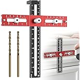Cabinet Hardware Doweling Jig, Foldable & Adjustable Cabinet Template Tool for Knobs, Handle and Pull Self Centering Punch Locator Precise Woodworking Straight Hole Drill Guide for Drawer Installation