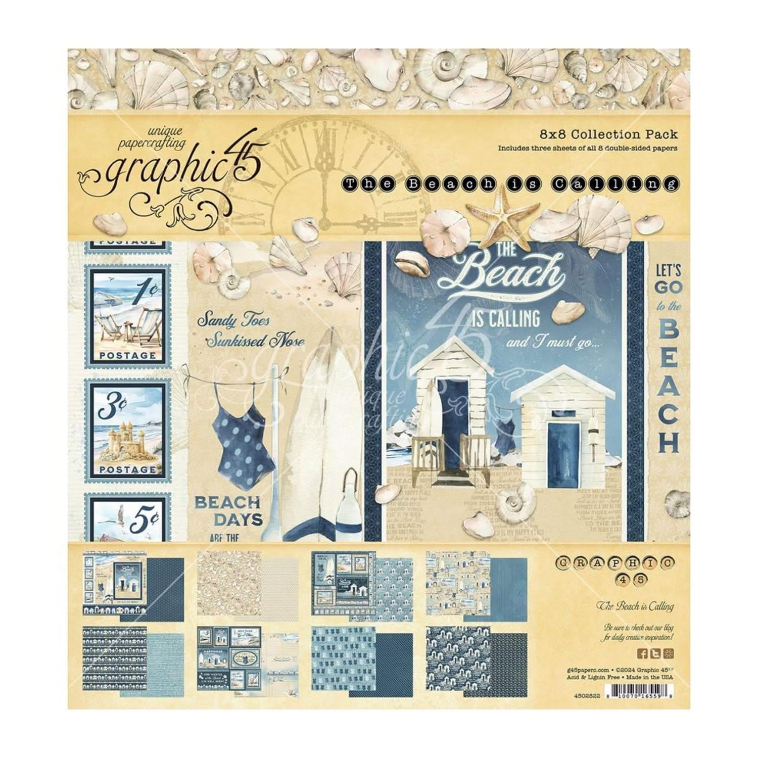 Graphic 45 Collection Pack 8"X8"-The Beach is Calling