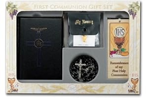 First Holy Communion Blessed Trinity 6 Piece Deluxe Remembrance of My Boxed Gift Set (Black (Boys))