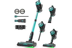 ZEFIRO Cordless Vacuum Cleaner, Stick Vacuum with Powerful Suction, 45Mins Runtime Vacuum Cleaners for Home, Anti-tangle and 1.5L Dust Cup, 6 in 1 Lightweight Vacuum for Hardwood Floor Carpet Pet Hair