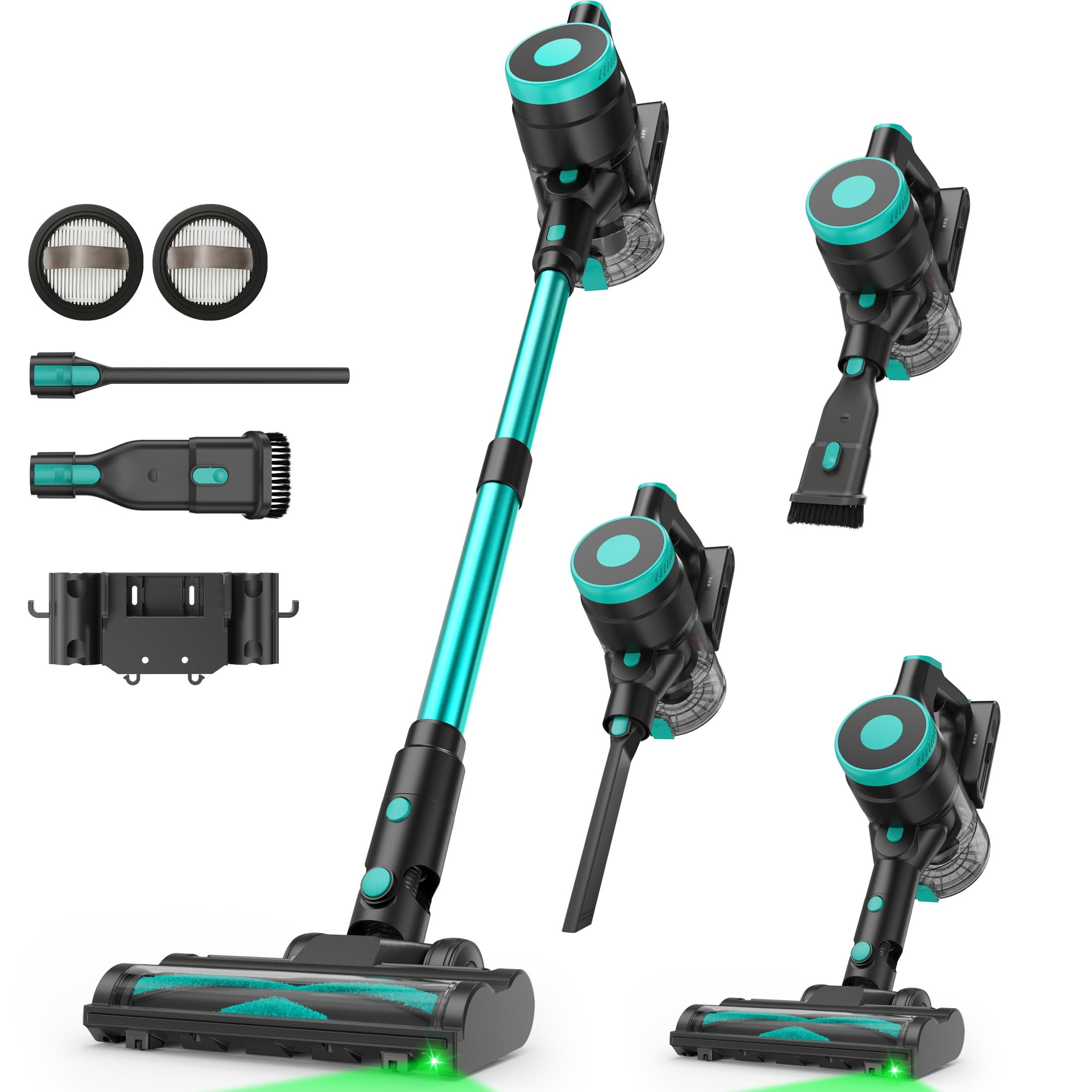 Photo 1 of ***NON FUNCTIONAL, FOR PARTS ONLY*** Zefiro Cordless Vacuum Cleaner,45Mins Runtime Vacuum Cleaners for Home, Anti-Tangle and 1.5L Dust Cup, 6 in 1 Lightweight Vacuum for Hardwood Floor Carpet Pet Hair(Green)