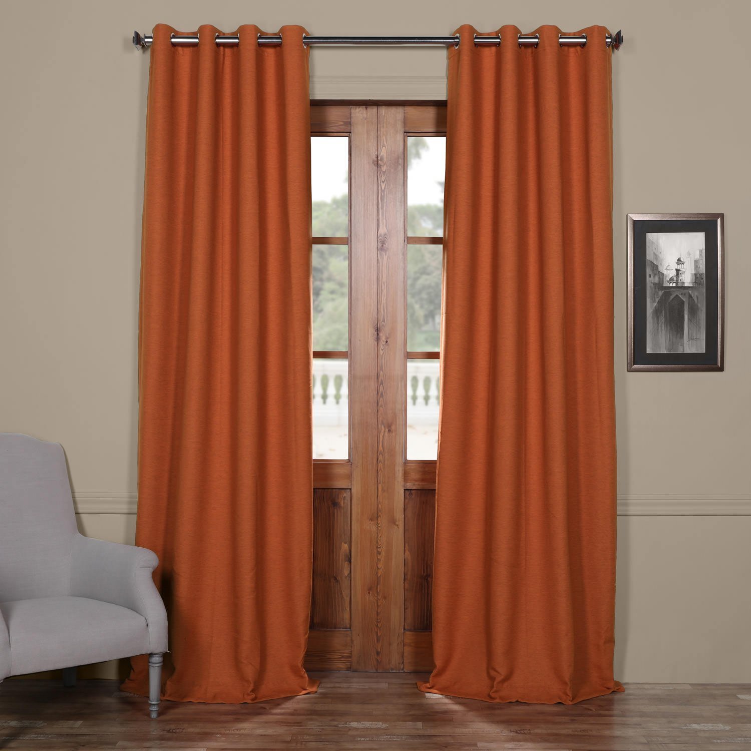 HPD Half Price Drapes BOCH-PL1609-96-GR Bellino Grommet Blackout Room Darkening Curtain (1 Panel), 50 X 96, Persimmon