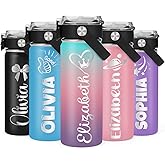 KrazeKK Personalized Insulated Water Bottles for Kids,18OZ Custom Engraved Name Water Cups, Stainless Steel School Bottle, 16 Colors & 50 Cute Patterns –Christmas Gifts for Boys & Girls
