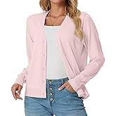GRECERELLE Womens Lightweight Open Front Cardigan Long Sleeve V Neck Button Down Casual Knit Sweater