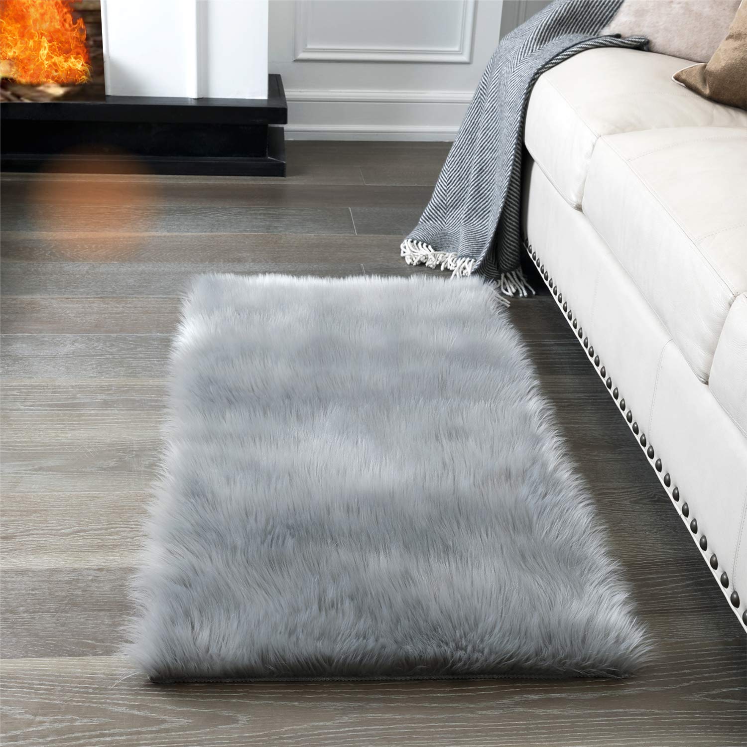 Super Soft Fluffy Rug Faux Fur Area Rug, Fur Rugs for Bedroom, Fuzzy