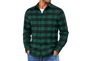 COOFANDY Mens Flannel Shirts Long Sleeve Lightweight Plaid Shirt Casual Button Down Shirts with Pocket