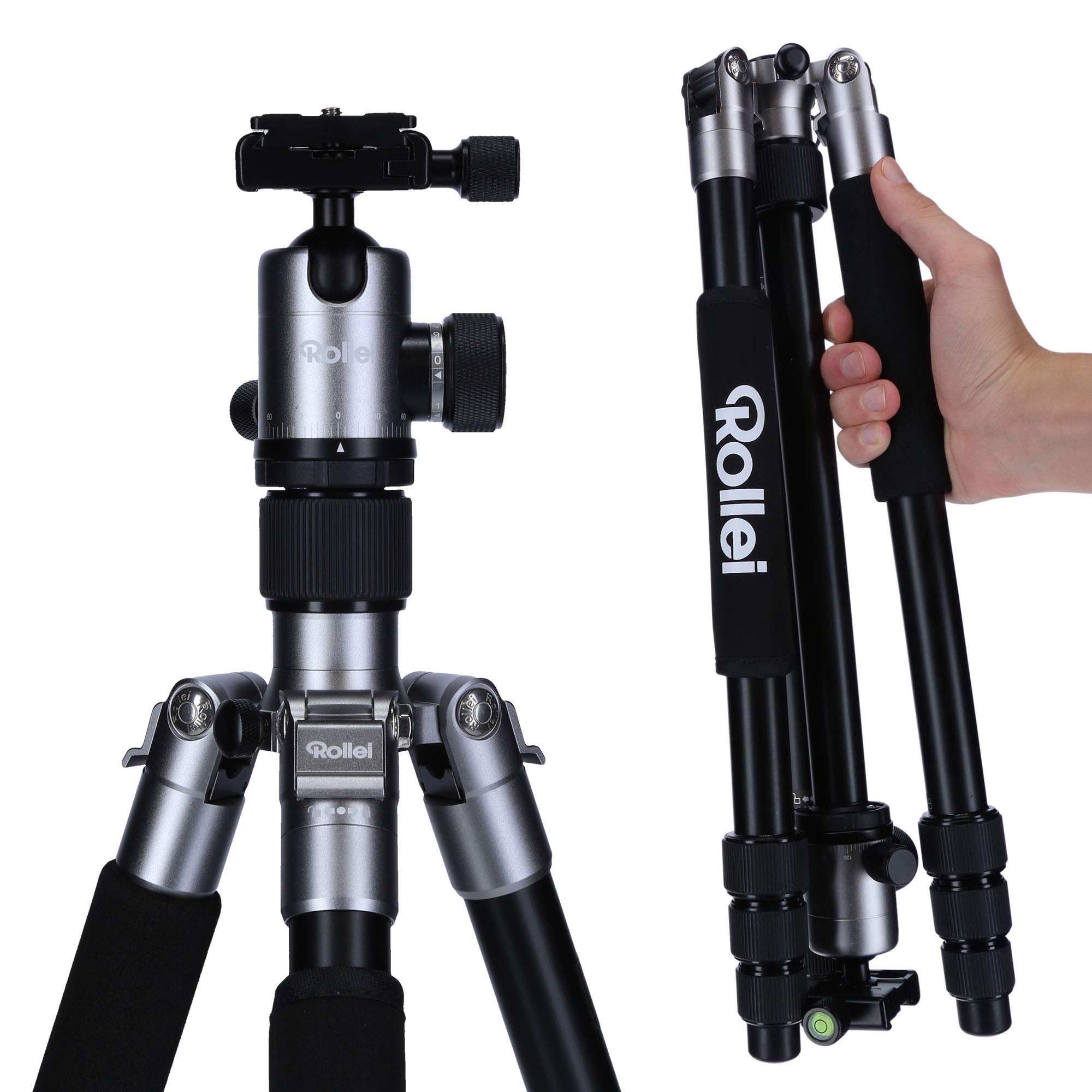 Rollei C5i - Aluminum Tripod with Panoramic Ball Head - ARCA SWISS compatible - Max. Load 8 kg - Max. height 159 cm - Titanium — image 1
