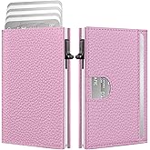 Vast Scenery Women's Small Wallet - Soft Sakura Pink Aesthetic, RFID Blocking Smart Metal Pop Up Card Holder, Ultra Slim Fits Most Bags & Pockets, Holds 11+ Cards 10+ Bills, Gift for Her