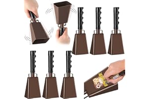 CZBRO 6 Pack Cowbells DIY Cow Bells Noise Makers 10 Inch Cow Bell with Handles, Cheering Bells for Sporting Event, Cheering Noise Makers for Football Games, Concert, School Graduation, Party (10”, Chestnut)