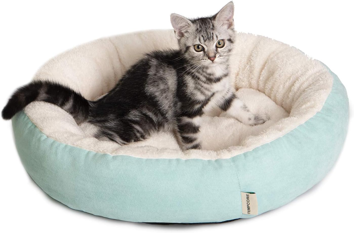 Tempcore Cat Bed for Indoor Cats, Machine Washable Cat Beds, 20 inch Pet Bed for Cats or Small Dogs, Anti-Slip & Water-Resistant Bottom : Pet Supplies