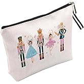 TTBDKKDM Nutcracker Themed Cosmetic Bag for Women Portable Cotton-Linen Makeup Bag with Waterproof Surface - Featuring Nutcracker and Dancing Girl Designs - 9.8x7 Inches