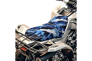 Qpednta Camouflage Blue ATV Seat Cover Soft Waterproof Four Wheeler Seat Cover Elastic Fabrics ATV Accessories Compatible with Polaris Sportsman Polaris Scrambler Honda Rancher