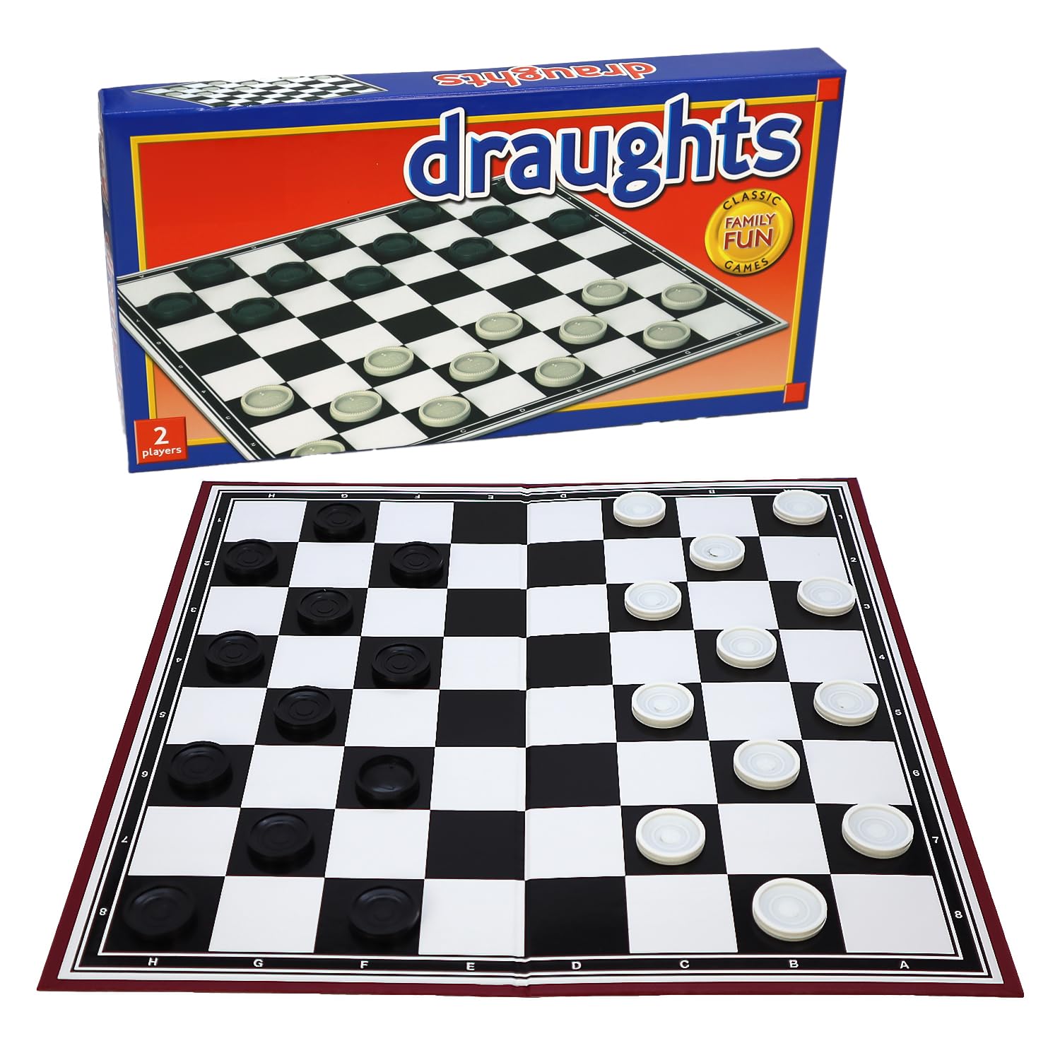 Classic Draughts - Checkers for Children and Adults, Traditional Family Game, Foldable Board, Instructions Included (Draughts)