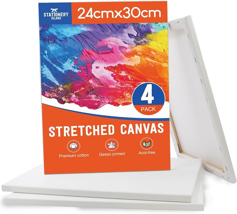 ISLAND 24x30cm Stretched Canvases 4 Pack 100% Cotton A4