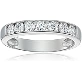 Amazon Essentials Sterling Silver Platinum-Plated Infinite Elements Zirconia Round Channel Band Ring, (previously Amazon Collection)