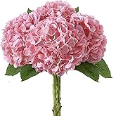 LINSIE 4Pcs Realistic Light Pink Hydrangea Artificial Flowers with Stems 19.68 Inch Latex Faux Hydrangeas Flower Real Touch Large Hydrangea for Weddings Bouquets Table Centerpieces Home Decor Party