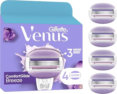 Gillette Venus Comfortglide Breeze Razor Blade Refills Pack of 4 with 3 Blades