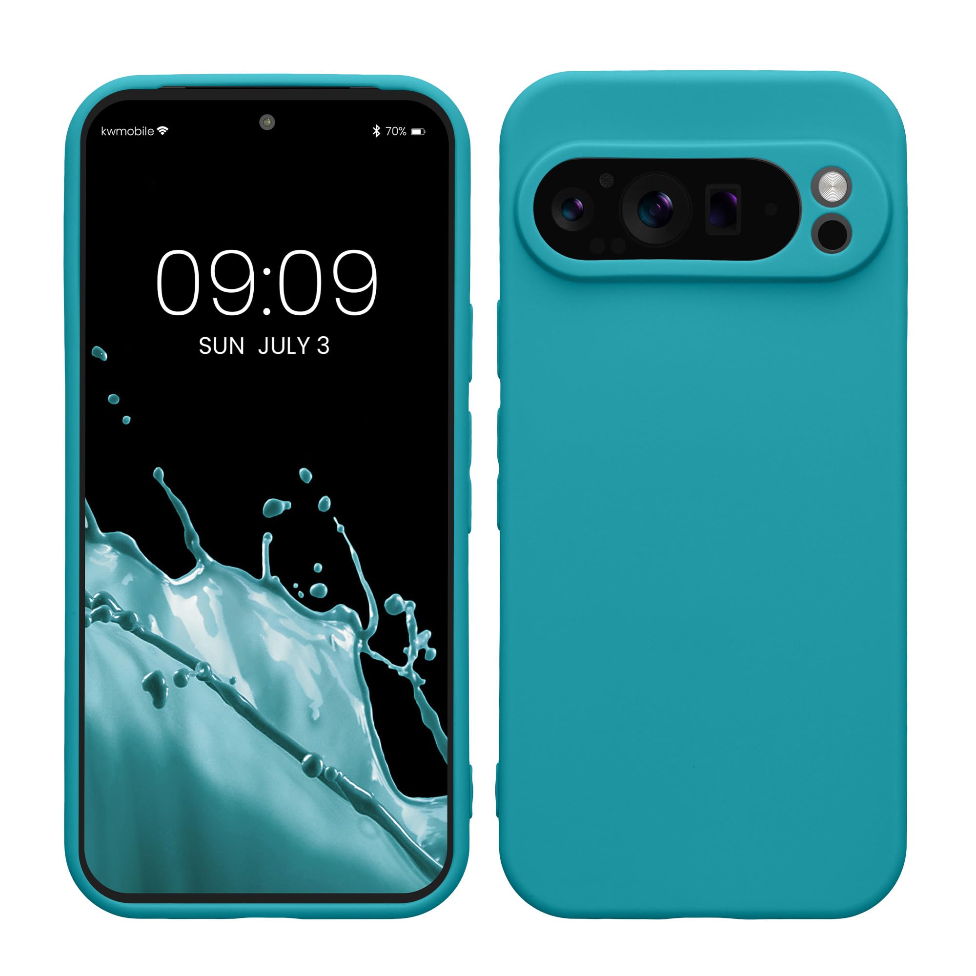 kwmobile Case for Google Pixel 9 Pro Case - Protective Slim TPU Phone Cover - Soft Matte Finish - Teal Matte