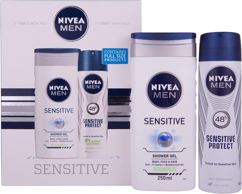 Nivea Men Sensitive Gift Set 2 Piece Shower Gel & Deodorant for Men