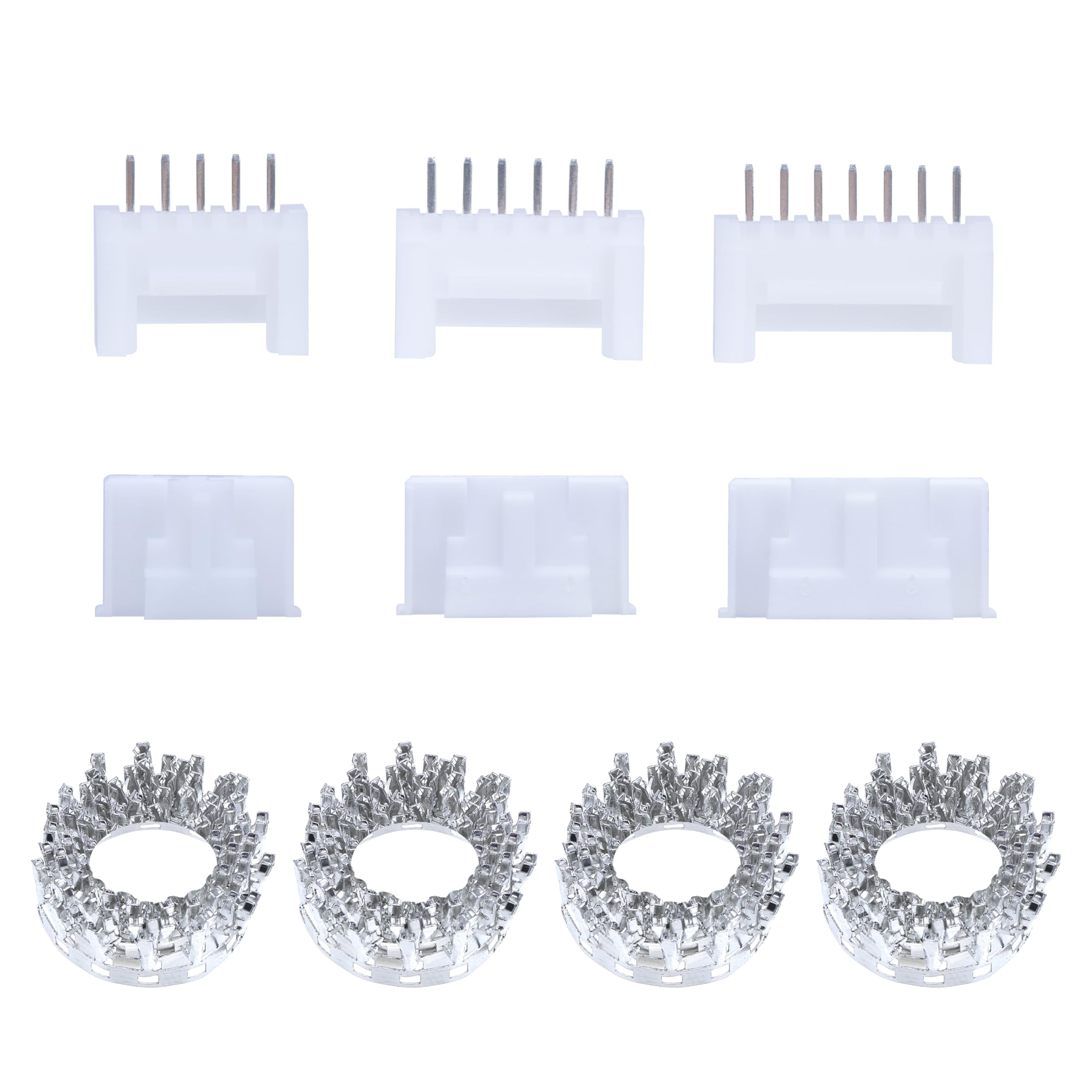 CQRobot JST HY 2.0 mm Pitch 5-Pin/6-Pin/7-Pin Electronic Connector IC Male Plugs, Female Sockets Housing and T-Shaped Crimp Terminal. 60 Sets/480 Pieces Wire-to-Board Adapter Cable Assembly.