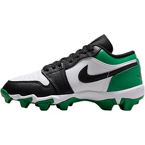 Jordan 1 Low Little/Big Kids' Cleats (Black/Lucky Green)