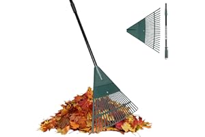 ORIENTOOLS Garden, Adjustable Lightweight Steel Poly Shrub Rake, Plastic Head, 22 Tines, 42 to 60 inches (Black Handle)