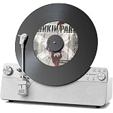 MYKESONIC Vertical Automatic Record Player Bluetooth, Belt Drive Vinyl Turntable, Magnetic AT-3600L Cartridge, Bluetooth in &amp; Out, Hi-Fi Stereo Speakers, RCA Out, Anti-Resonance (Silver)