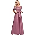 Ever-Pretty Women Lace Illusion Short Sleeve Chiffon Wedding Party Dress 07624