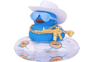 MuMyer Car Rubber Duck Ornament Colorful Duck Car Dashboard Decorations with Mini Hat Necklace Sunglasses and Cool Accessory for Car Dashboard(B6)