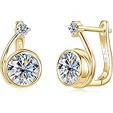 PROSTORY Snail-shaped Moissanite Hoop Earrings for Women, 2.12cttw D Color VVS1 Clarity 925 Sterling Silver Elegant Earrings for Wife Mom Birthday Holiday Jewelry Gifts