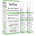 Tecflox Minoxidil Foam - 5% Minoxidil for Men & Women, Hair & Beard Growth with Biotin, Thicker Hair, Unscented, 2 x 2.11 Oz, 2-Month Supply, Hair Loss Treatment (White)