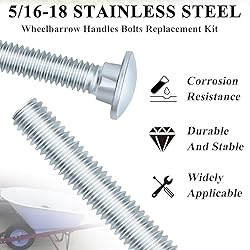Wheelbarrow Handles Nut and Bolt Set, Carbon Steel