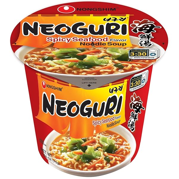 NONGSHIM RAMEN NOODLES, GOURMET INSTANT RAMEN CUP, PREMIUM MICROWAVABLE NOODLE SOUP, NEOGURI SPICY SEAFOOD, 2.64 OUNCE (PACK OF 6)